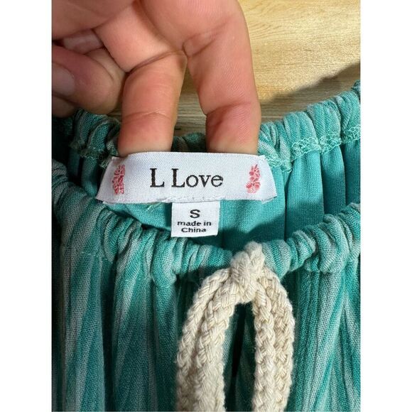 L Love Women's Size Small Chevron Adjustable Strap Neckline Maxi Dress Turquoise - Picture 9 of 16